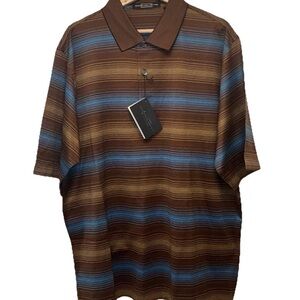 Carnoustie Mens XL striped Golf Polo Shirt 100% Cotton Short Sleeve NWT